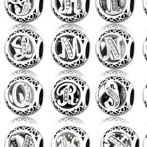 (I i) letter charm Authentic 925 Sterling Silver 